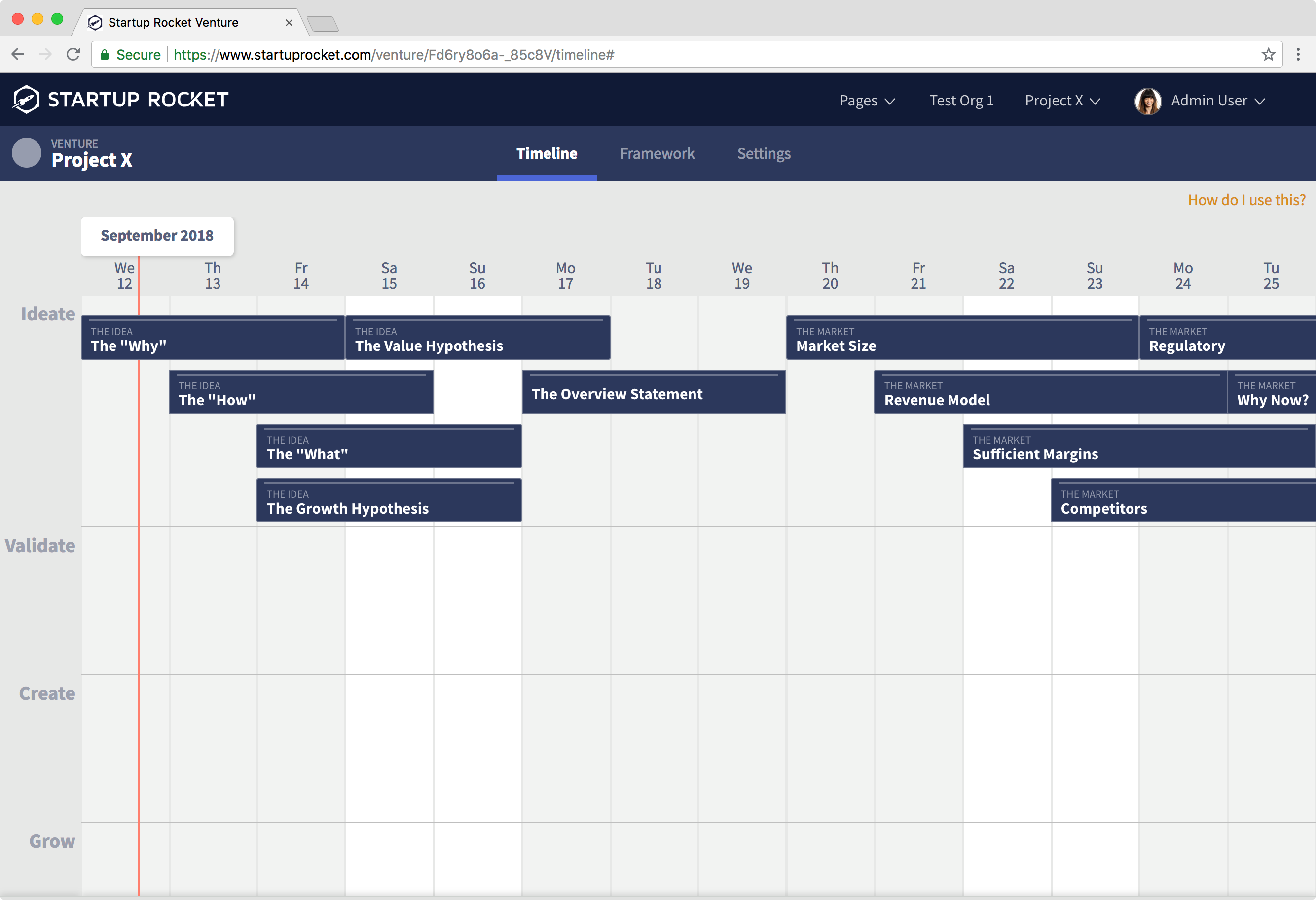 Screenshot of product dashboard